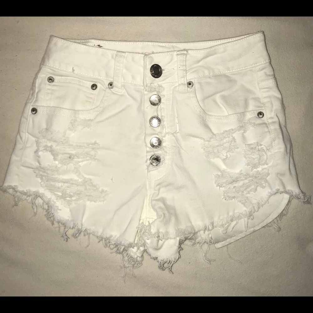 White button up festival denim shorts